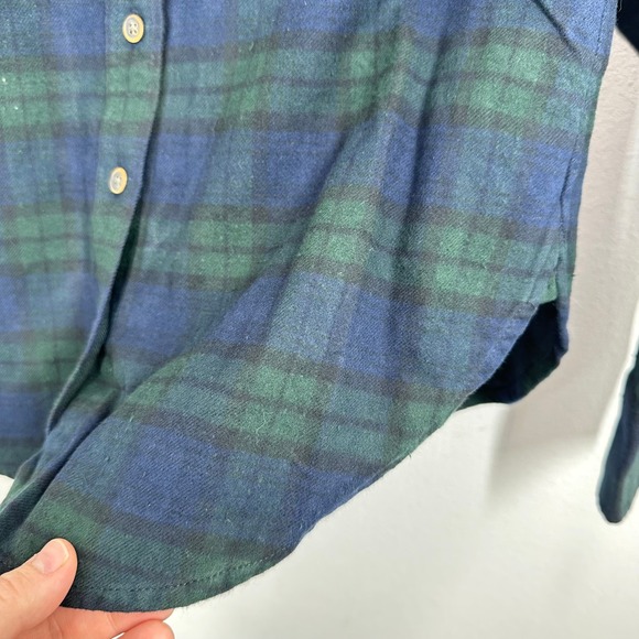 J.Crew Embellished Plaid Flannel Shirt Blue Green Size 4‎ Button Down Top NWT - Picture 6 of 9